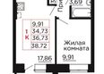 Вишневый сад, дом 3: Планировка 1-комн 36,73 м²