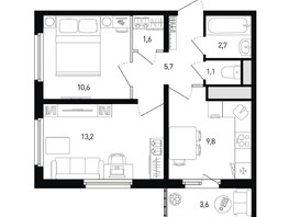 Продается 2-комнатная квартира ЖК 5 элемент Аске, лит 5-12 стр.2, сек.3,4,5,6, 45.9  м², 6343380 рублей