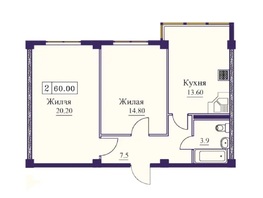 Продается 2-комнатная квартира ЖК Новый город, 60  м²