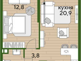 Продается 1-комнатная квартира ЖК DOGMA PARK (Догма парк), литера 16, 41.6 м², 6486189 рублей