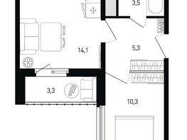 Продается 1-комнатная квартира ЖК 5 элемент Аске, лит 5-11 стр.2, сек.5,6, 34.9  м², 4184510 рублей