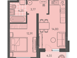 Продается 1-комнатная квартира ЖК Теплые края, литер 9, 37.91  м&sup2;, 5117850 рублей