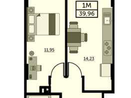 Продается 1-комнатная квартира ЖК Город у реки, литер 7, 39.78  м², 5171400 рублей