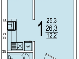 Продается 1-комнатная квартира ЖК Дарград, литера 38, 26.3  м&sup2;, 4246150 рублей