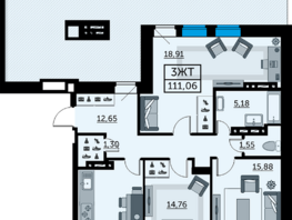 Продается 3-комнатная квартира ЖК Сердце Ростова 2, литер 9, 111.06  м², 16659000 рублей