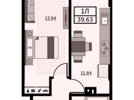 Продается 1-комнатная квартира ЖК Город у реки, литер 8, 39.9  м², 5586000 рублей