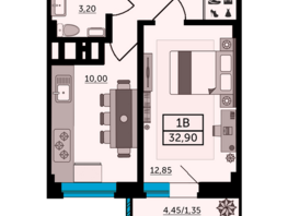 Продается 1-комнатная квартира ЖК Грин Парк, литер 1, 33.5  м², 4690000 рублей