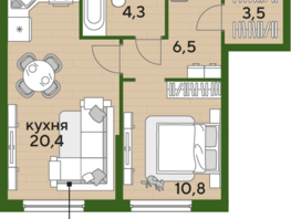 Продается 1-комнатная квартира ЖК DOGMA PARK (Догма парк), литера 19, 45.5 м², 7170800 рублей