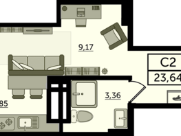 Продается Студия ЖК Легенда Ростова, литер 13, 23.64  м², 3876960 рублей