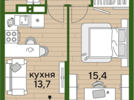Продается 1-комнатная квартира ЖК DOGMA PARK (Догма парк), литера 20, 39.3 м², 7179010 рублей