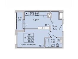 Продается 1-комнатная квартира ЖК Пальмира 2.0, секция 44, 35.34  м², 4292580 рублей