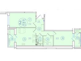 Продается 2-комнатная квартира ЖК Состояние, литера 1, 64.3  м², 11702600 рублей