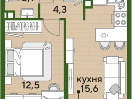 Продается 1-комнатная квартира ЖК DOGMA PARK (Догма парк), литера 18, 36.3 м², 6335730 рублей