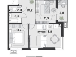 Продается 2-комнатная квартира ЖК Парк Победы 2, литера 30, 62.7 м², 9210630 рублей