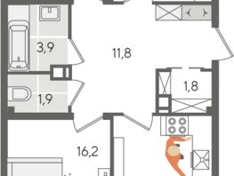 Продается 3-комнатная квартира ЖК Рекорд 2, литера 2, 101 м², 19422300 рублей