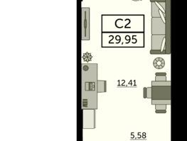 Продается Студия ЖК Сердце Ростова 2, литер 9, 29.95  м², 5061550 рублей