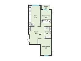 Продается 2-комнатная квартира ЖК Живописный, 75.77  м²