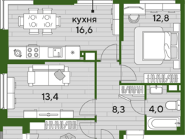 Продается 3-комнатная квартира ЖК DOGMA PARK (Догма парк), литера 3, 69.4 м², 9466160 рублей