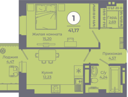 Продается 1-комнатная квартира ЖК Сокольники, литера 8, 41 м², 5002000 рублей