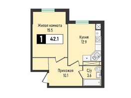 Продается 1-комнатная квартира ЖК Живописный, 42.1  м²