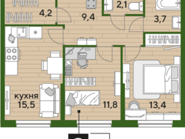 Продается 2-комнатная квартира ЖК DOGMA PARK (Догма парк), литера 21, 60.1  м², 7644720 рублей