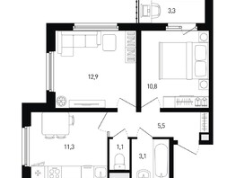 Продается 2-комнатная квартира ЖК 5 элемент Аске, лит 5-12 стр.2, сек.3,4,5,6, 46.4  м², 6477440 рублей