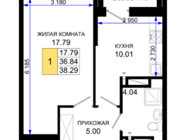 Продается 1-комнатная квартира ЖК Октябрь Парк, 2.2, 38.29  м², 4977700 рублей