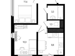 Продается 2-комнатная квартира ЖК 5 элемент Аске, лит 5-10 стр.2, сек.4,5, 43.9  м², 5329899 рублей