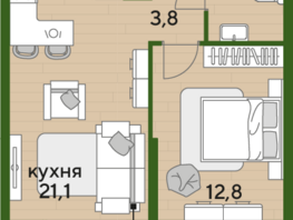 Продается 1-комнатная квартира ЖК DOGMA PARK (Догма парк), литера 17, 42 м², 7068600 рублей