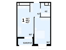 Продается 1-комнатная квартира ЖК МЕГАСИТИ, литера 1.2, 41.7  м², 6104860 рублей