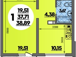 Продается 1-комнатная квартира ЖК Предгорье ЛАГО-НАКИ, литера 7, 38.89 м², 5115000 рублей