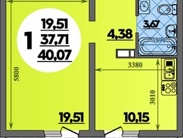 Продается 1-комнатная квартира ЖК Предгорье ЛАГО-НАКИ, литера 7, 40.07 м², 5218999 рублей