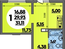 Продается Студия ЖК Предгорье ЛАГО-НАКИ, литера 7, 31.11 м², 4413999 рублей