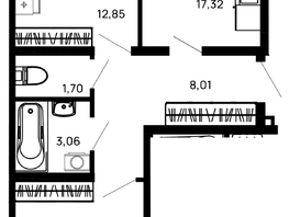 Продается 2-комнатная квартира ЖК Долина, литер 1, 60.53 м², 7142540 рублей