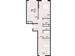 Продается 2-комнатная квартира ЖК МЕГАСИТИ, литера 1.1, 65.5 м², 9686250 рублей