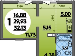 Продается Студия ЖК Предгорье ЛАГО-НАКИ, литера 8, 32.13 м², 4663000 рублей
