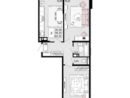 Продается 2-комнатная квартира ЖК Дружба, 2, 60.32  м², 7901920 рублей