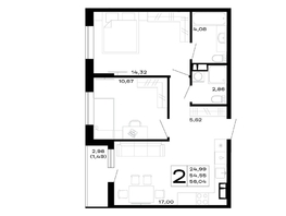 Продается 2-комнатная квартира ЖК Горные высоты, литер 5.1, 56.04  м², 6444600 рублей