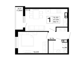 Продается 1-комнатная квартира ЖК Горные высоты, литер 5.3, 39.14  м&sup2;, 5910140 рублей