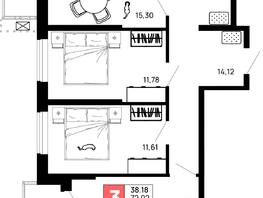 Продается 3-комнатная квартира ЖК Долина, литер 1, 75.03  м&sup2;, 9378750 рублей