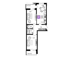 Продается 2-комнатная квартира ЖК Долина, литер 3, 60.07  м&sup2;, 7688960 рублей