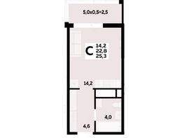 Продается 1-комнатная квартира ЖК Мегасити, литер 2.1, 25.3  м&sup2;, 4983800 рублей