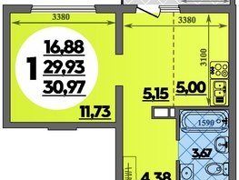 Продается Студия ЖК Предгорье ЛАГО-НАКИ, литера 4, 30.97  м&sup2;, 4862999 рублей