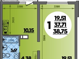 Продается 1-комнатная квартира ЖК Предгорье ЛАГО-НАКИ, литера 4, 38.75  м&sup2;, 5614999 рублей