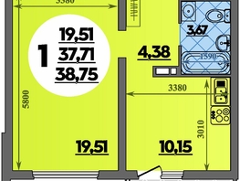 Продается 1-комнатная квартира ЖК Предгорье ЛАГО-НАКИ, литера 3, 38.75  м&sup2;, 5688500 рублей