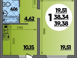 Продается 1-комнатная квартира ЖК Предгорье ЛАГО-НАКИ, литера 3, 39.38  м&sup2;, 5694348 рублей