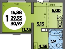 Продается Студия ЖК Предгорье ЛАГО-НАКИ, литера 3, 30.97  м&sup2;, 4698149 рублей