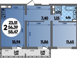 Продается 2-комнатная квартира ЖК Предгорье ЛАГО-НАКИ, литер 8, 58.47  м&sup2;, 7519242 рублей