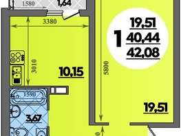 Продается 1-комнатная квартира ЖК Предгорье ЛАГО-НАКИ, литер 8, 42.08  м&sup2;, 5470400 рублей