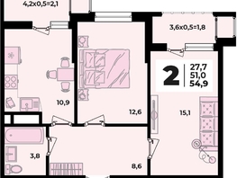 Продается 2-комнатная квартира ЖК Родной дом 2, литера 2, 54.9  м², 8230100 рублей